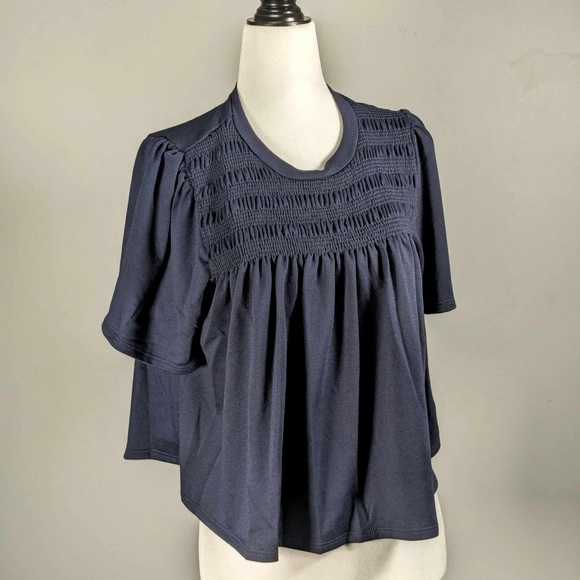 NWT AQUA SMOCKED GATHERED T-SHIRT - M - Picture 6 of 6